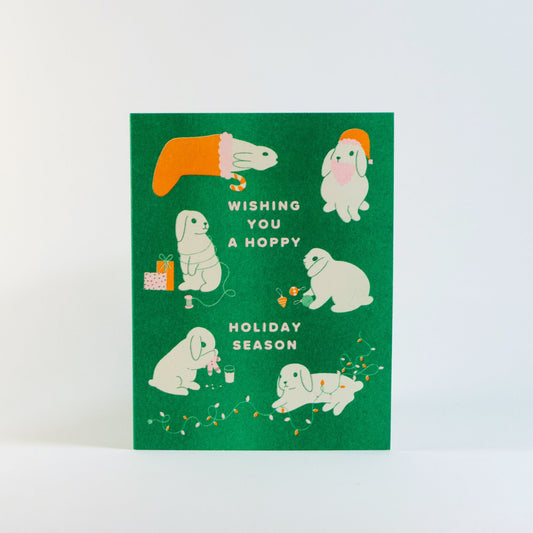 Hoppy Holidays Risograph Card