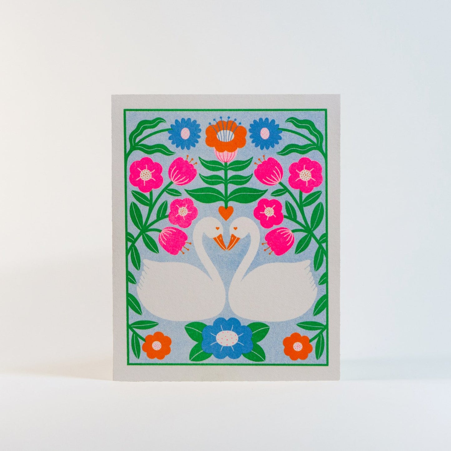 Wedding Swans Risograph Card