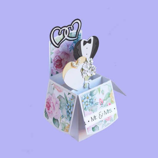 Pop Up Greeting Card - Floral Heart Wedding