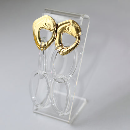 Glass Chain Hoops - Brass