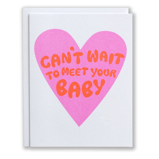 Greeting Card - Can't Wait to Meet Your Baby Neon Heart