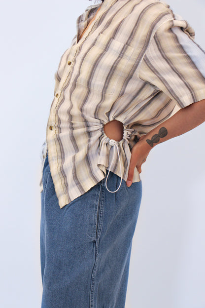 Short Sleeve Bungee Shirt — Tan Stripe