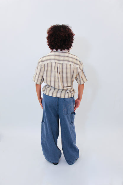 Short Sleeve Bungee Shirt — Tan Stripe