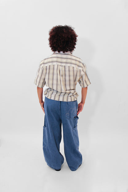 Short Sleeve Bungee Shirt — Grey Stripe