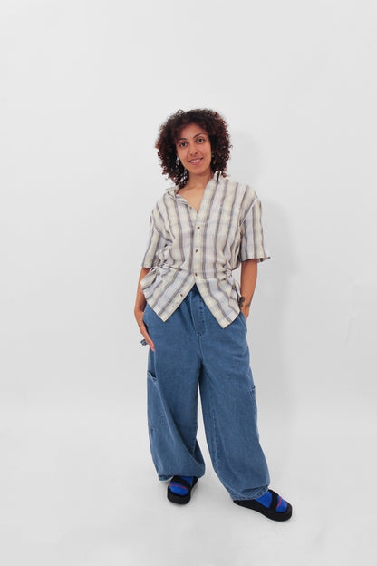 Short Sleeve Bungee Shirt — Grey Stripe