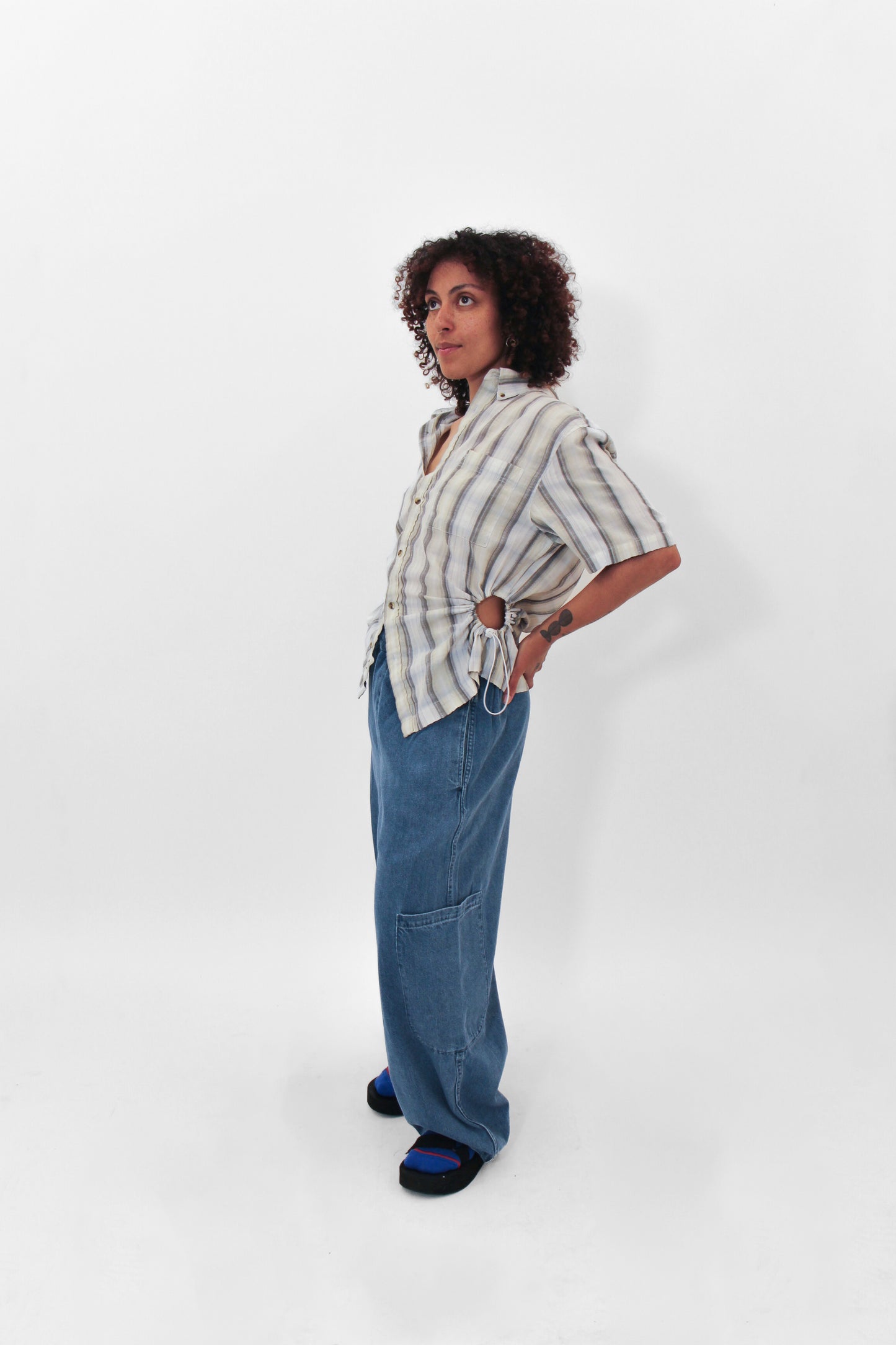 Short Sleeve Bungee Shirt — Grey Stripe