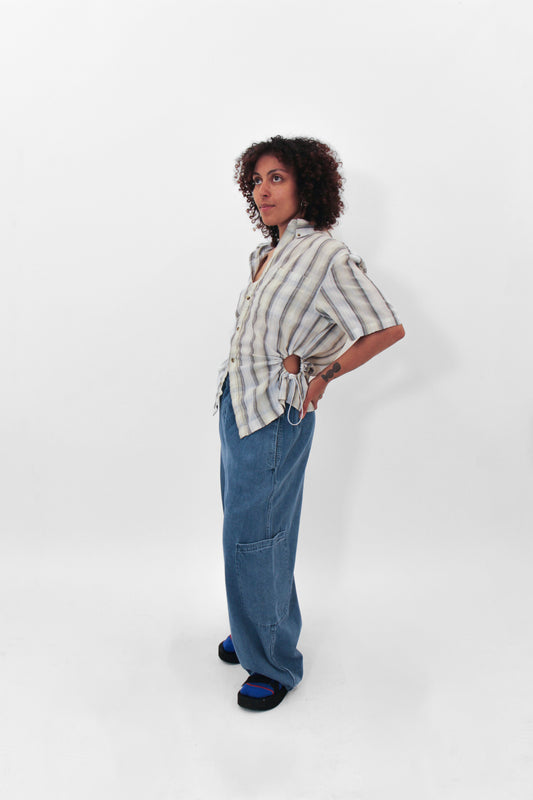 Short Sleeve Bungee Shirt — Grey Stripe