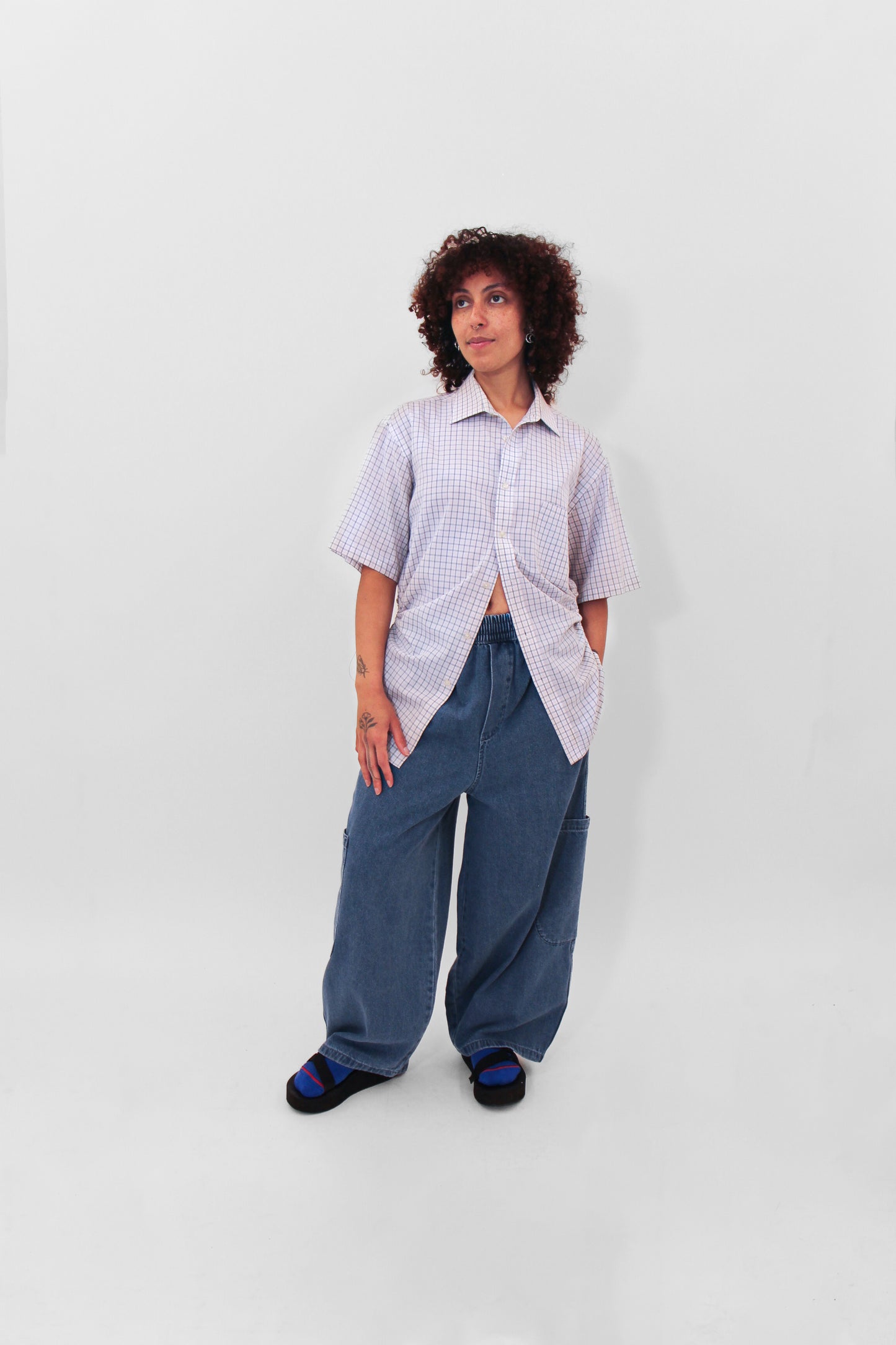 Short Sleeve Bungee Shirt — Blue Check