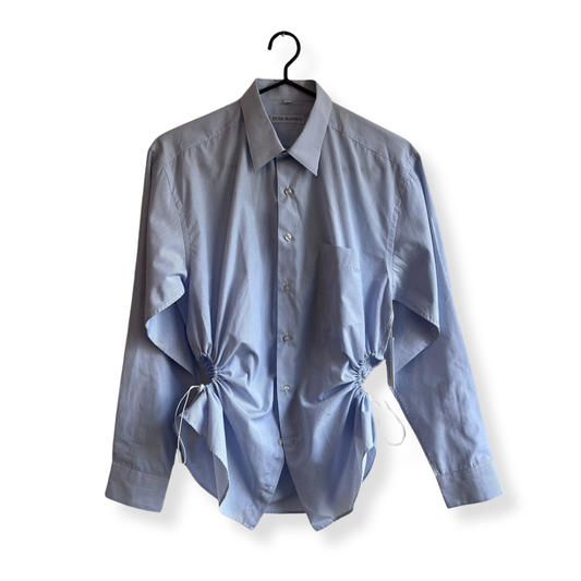 Nena Hansen Bungee Shirt - Blue + White Thin Stripes - Medium/Large