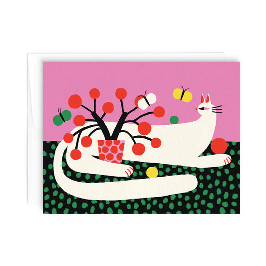 Chat Blanc Greeting Card