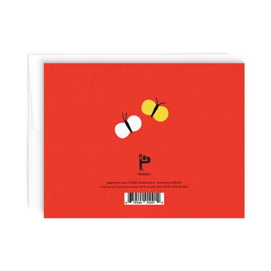 Chat Blanc Greeting Card