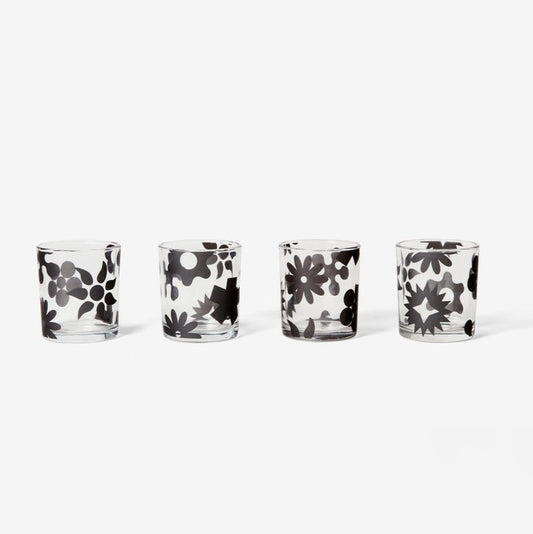 Pattern Glasses - Set of 4 Black