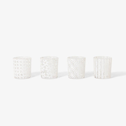 Pattern Glasses – Set of 4 White
