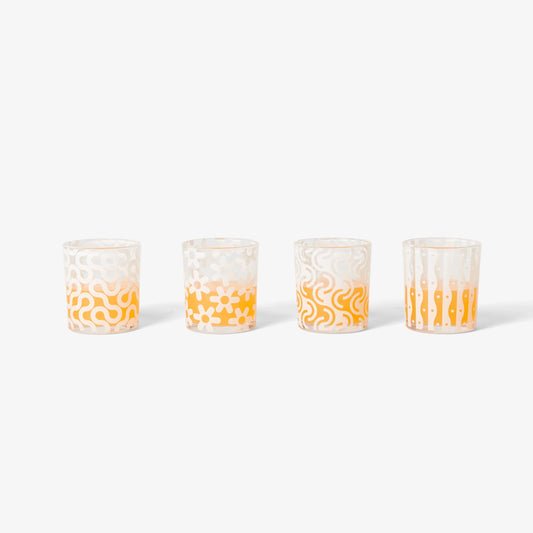 Pattern Glasses – Set of 4 White