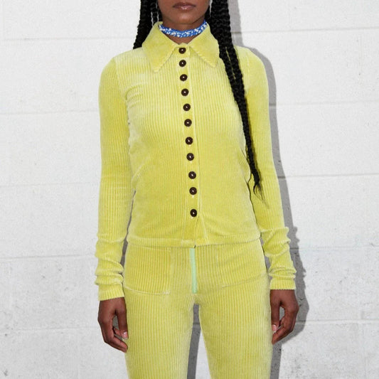Scallop Button Up – Limeade