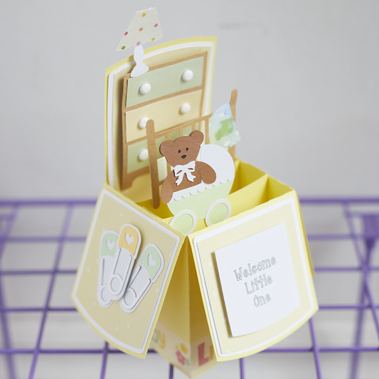 Pop Up Greeting Card - Yellow Welcome Little One