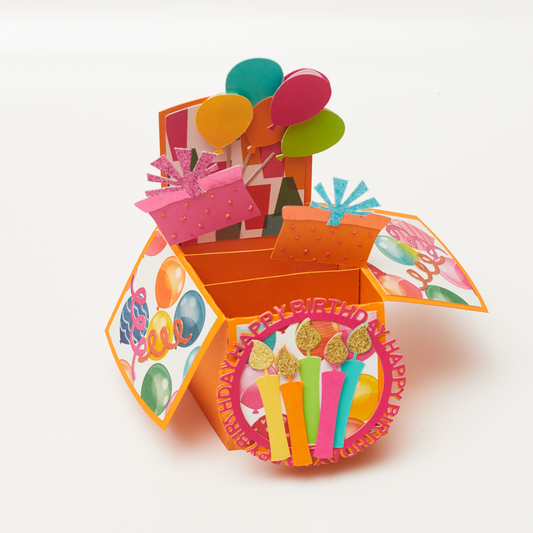 Pop Up Greeting Card - Orange Happy Birthday