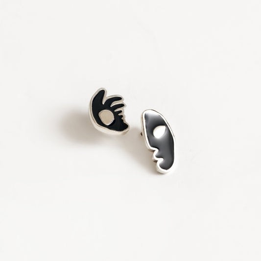 Fiona Studs - Navy & Silver