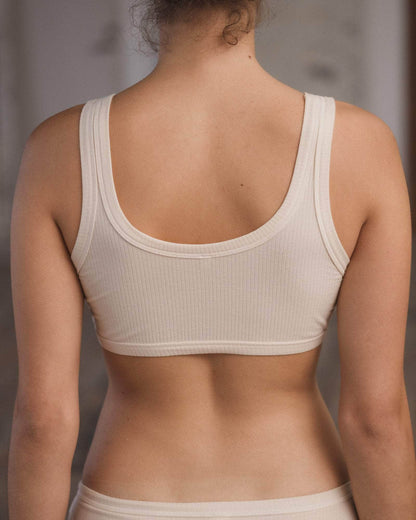 Heart Bra - Fine Organic Cotton Rib - Undyed