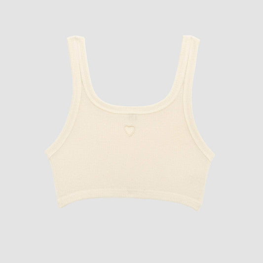 Heart Bra - Fine Organic Cotton Rib - Undyed