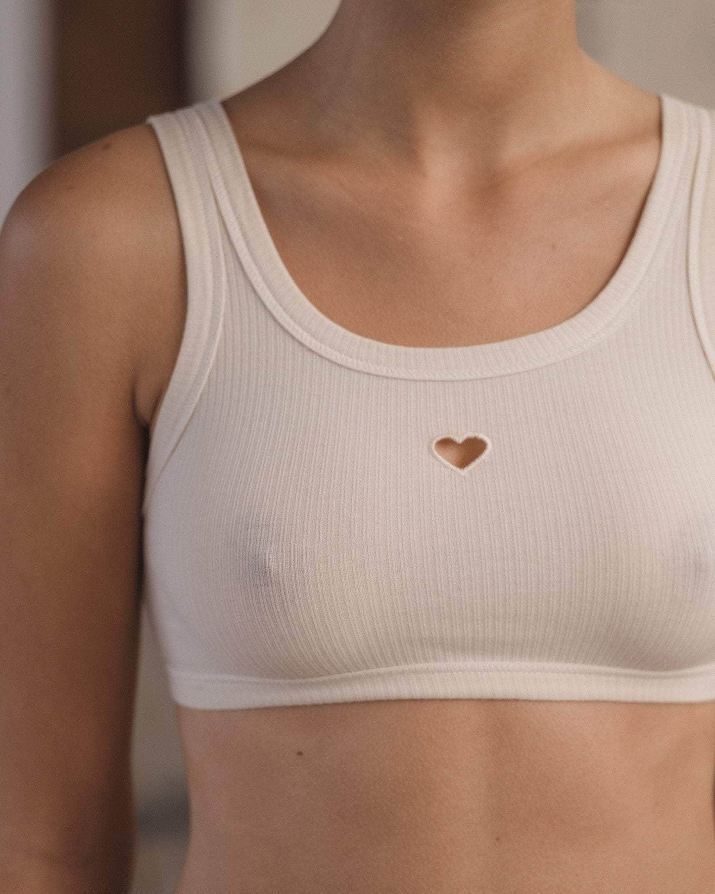 Heart Bra - Fine Organic Cotton Rib - Undyed