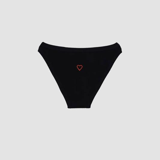 Heart Bell Underpants - Black Cotton