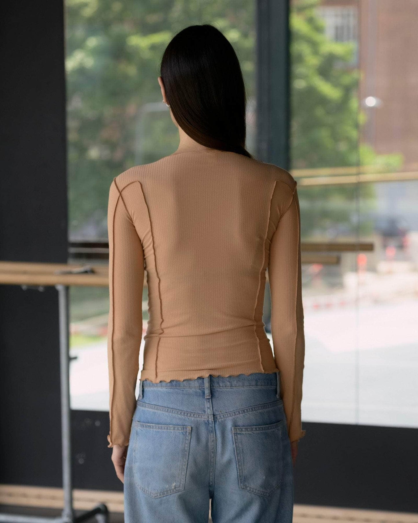 Omato Long Sleeve Tee - Fine Organic Cotton Rib - Aural