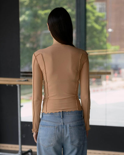 Omato Long Sleeve Tee - Fine Organic Cotton Rib - Aural