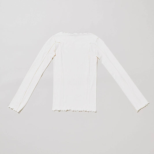 Omato Long Sleeve Tee - Fine Organic Cotton Rib - Off White