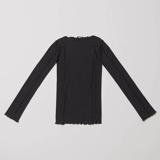 Omato Long Sleeve Tee - Fine Organic Cotton Rib - Black