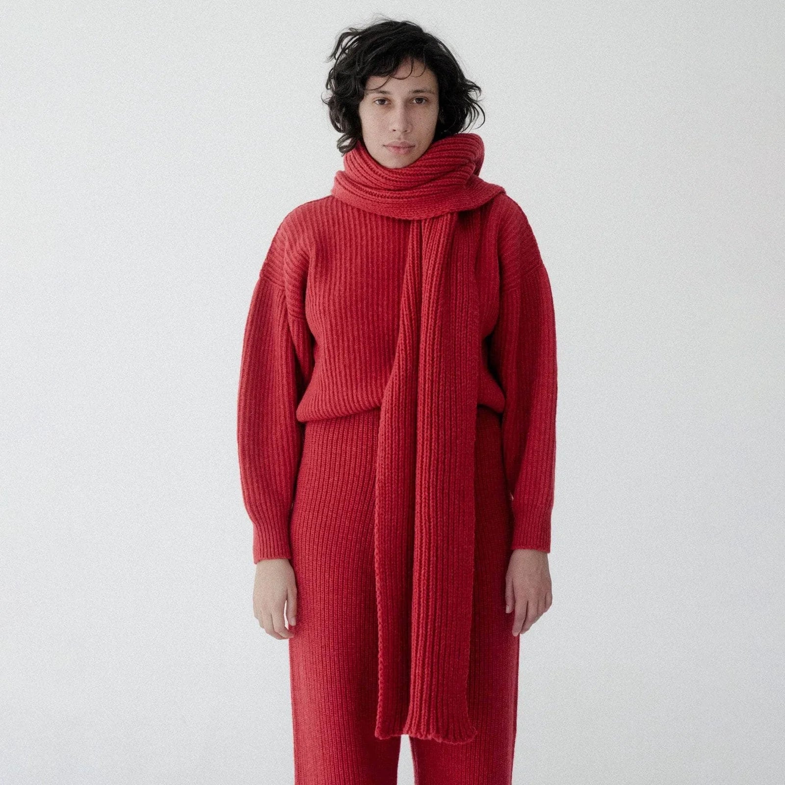 Recycled Wool Ribbed Mea Scarf - Red | Baserange – Easy Tiger Goods Recycled Wool Ribbed Mea Scarf - Red | Baserange – Easy Tiger Goods