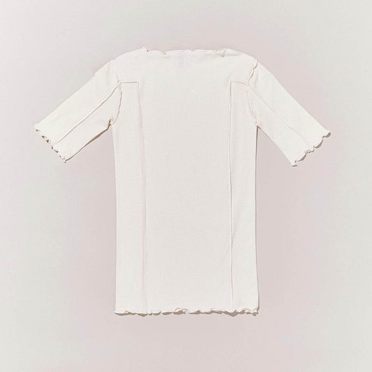 Omato 3/4 Tee Shirt - Fine Organic Cotton Rib - Off White