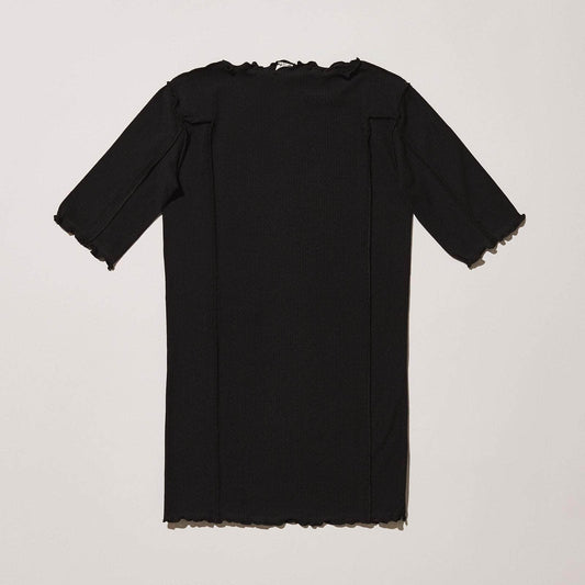 Omato 3/4 Tee Shirt - Fine Organic Cotton Rib - Black