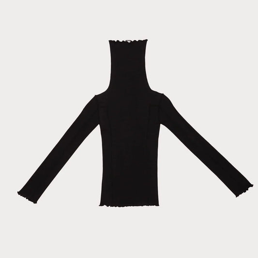 Omato Turtleneck - Fine Organic Cotton Rib - Black