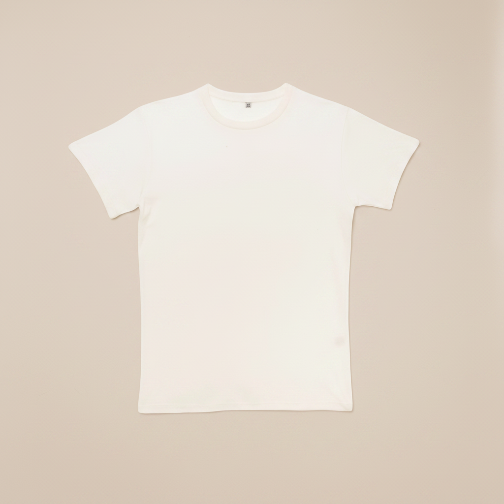 white t-shirt on a beige background