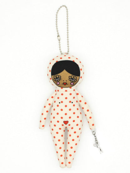6-inch Red Polka Dot Snowsuit Bag Charm Doll - Medium Skin