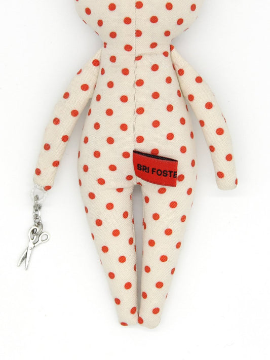 6-inch Red Polka Dot Snowsuit Bag Charm Doll — Medium Skin