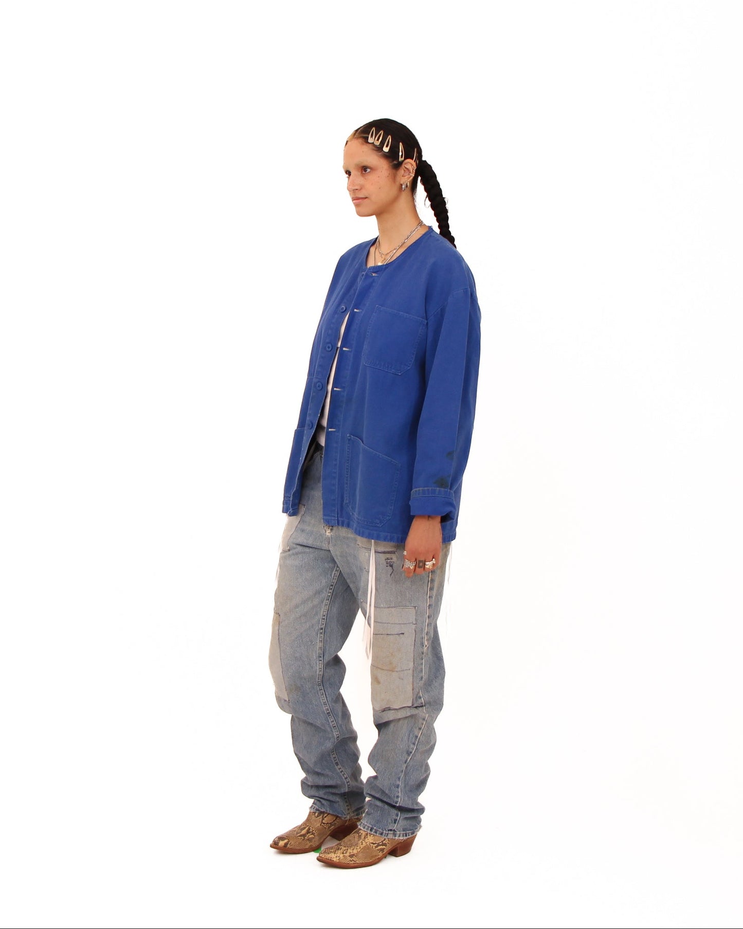 Collarless French Chore Jacket #1