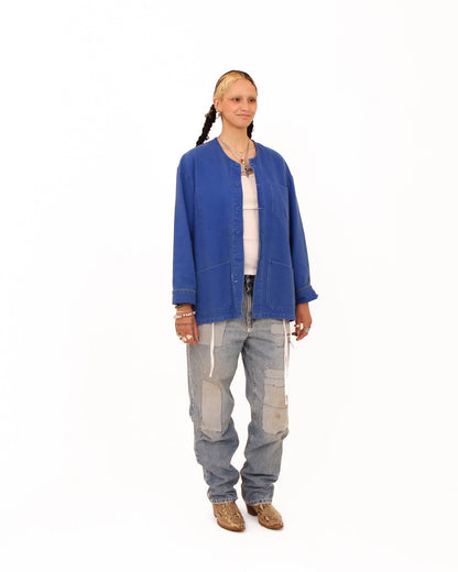 Collarless French Chore Jacket #1