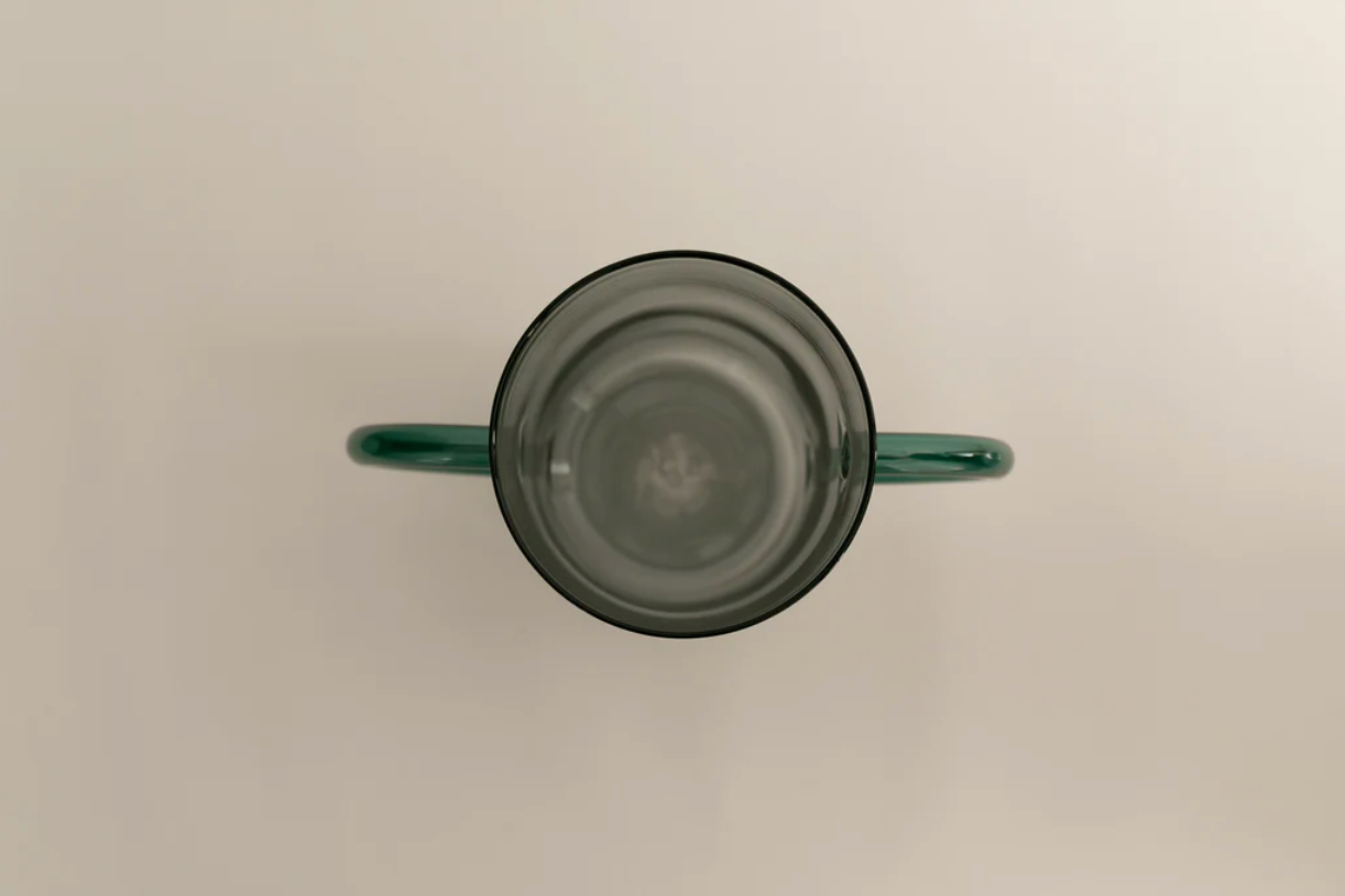 Double Handle Vase - Smoke w/ Green