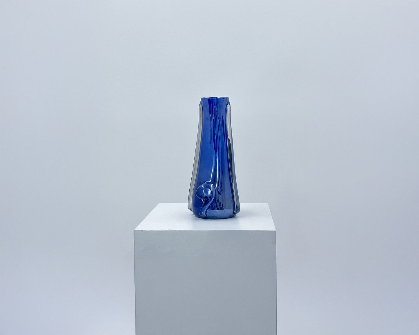 Slim Metallic Blue Crystal Vase #14