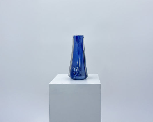 Slim Metallic Blue Crystal Vase #14