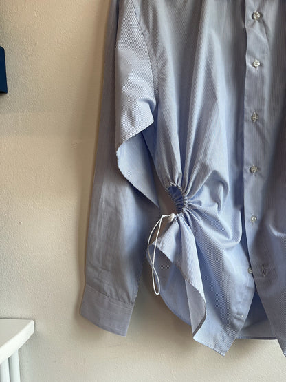 Nena Hansen Bungee Shirt - Blue + White Thin Stripes - Medium/Large