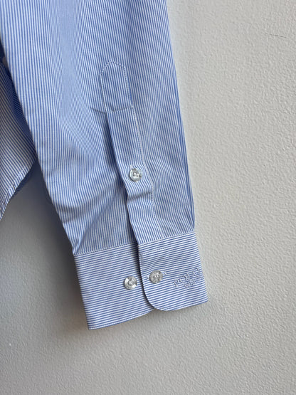 Nena Hansen Bungee Shirt - Blue + White Thin Stripes - Medium/Large