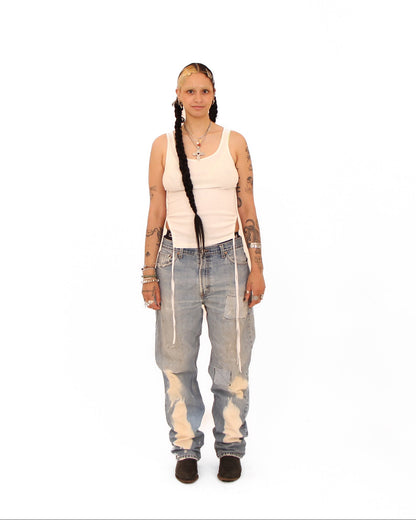 Levi's 505 Patched + Bleached Denim — size 33