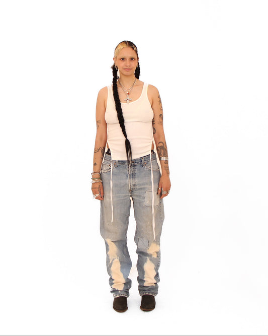 Levi's 505 Patched + Bleached Denim — size 33