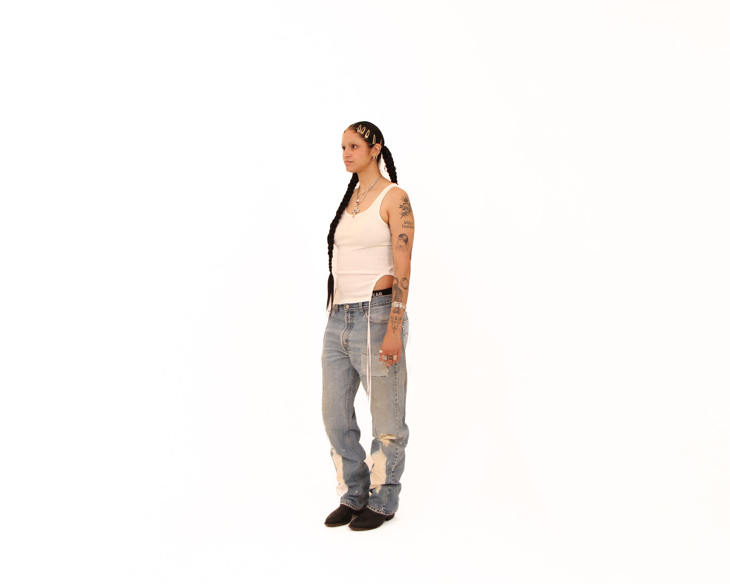 Levi's 505 Patched + Bleached Denim — size 33
