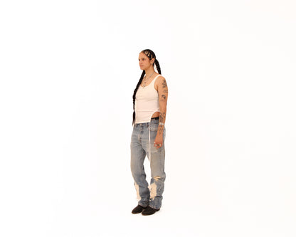 Levi's 505 Patched + Bleached Denim — size 33