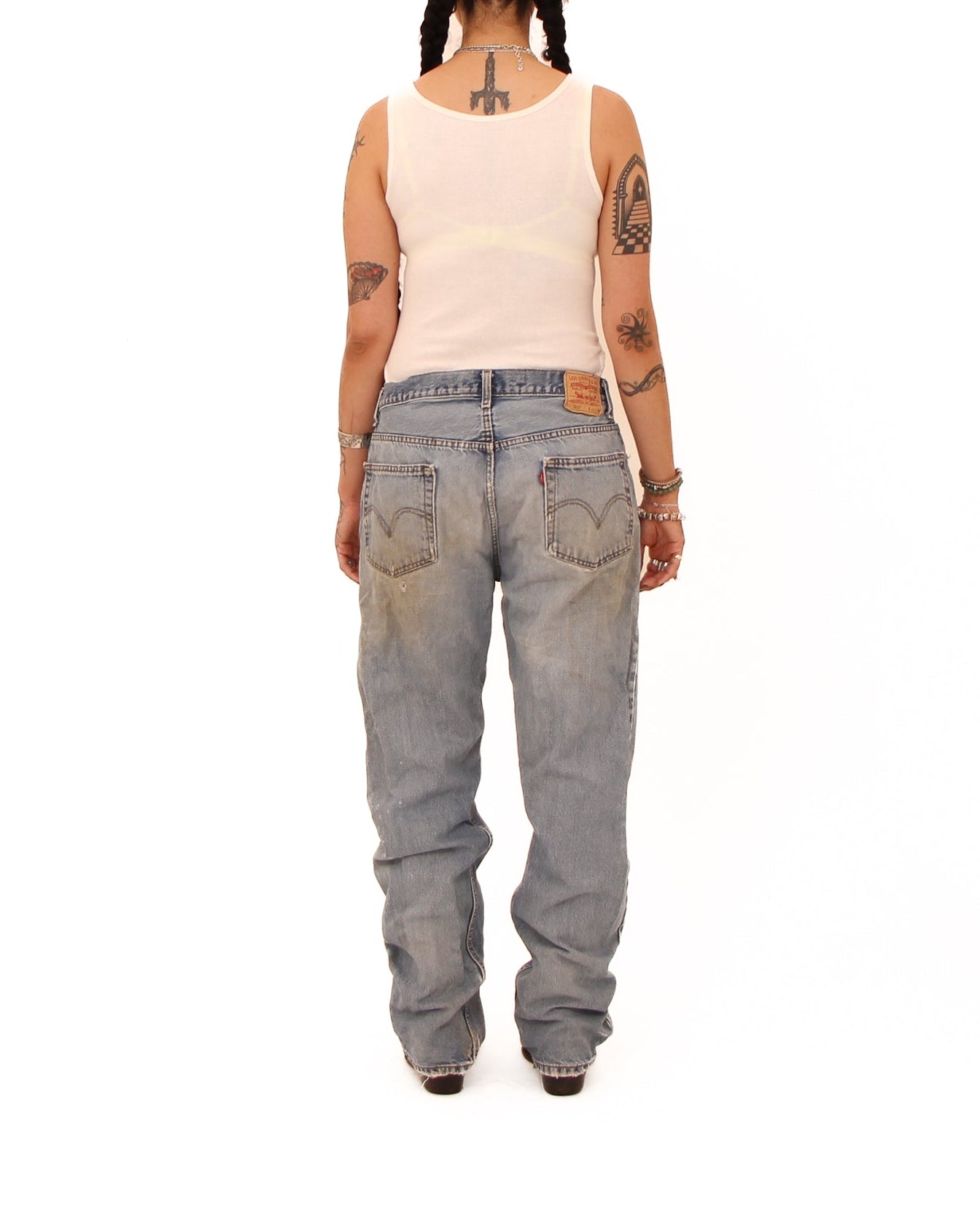 Levi's 505 Patched + Bleached Denim — size 33