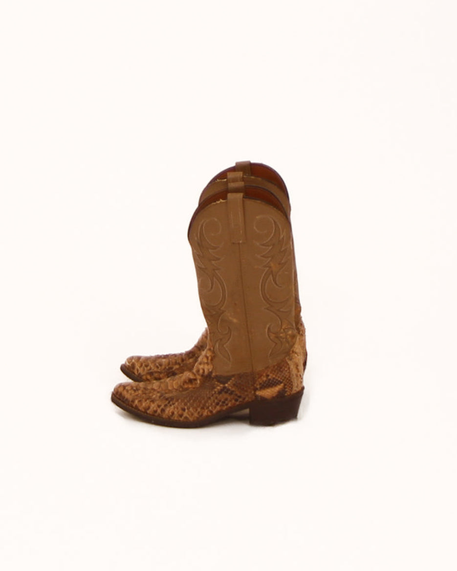 Vegan Leather Crocskin Cowboy Boots, Made-in-the-USA